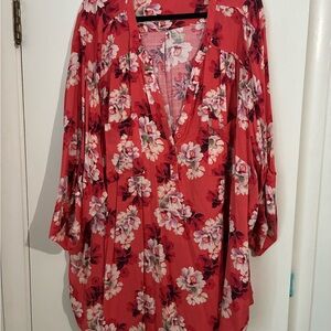 Orange Floral Blouse- Torrid Size 6